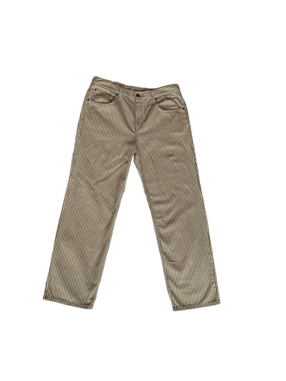 Levi's Low Pro Brown Striped Straight Leg Mid Rise Pants Beige 31x30 NWT